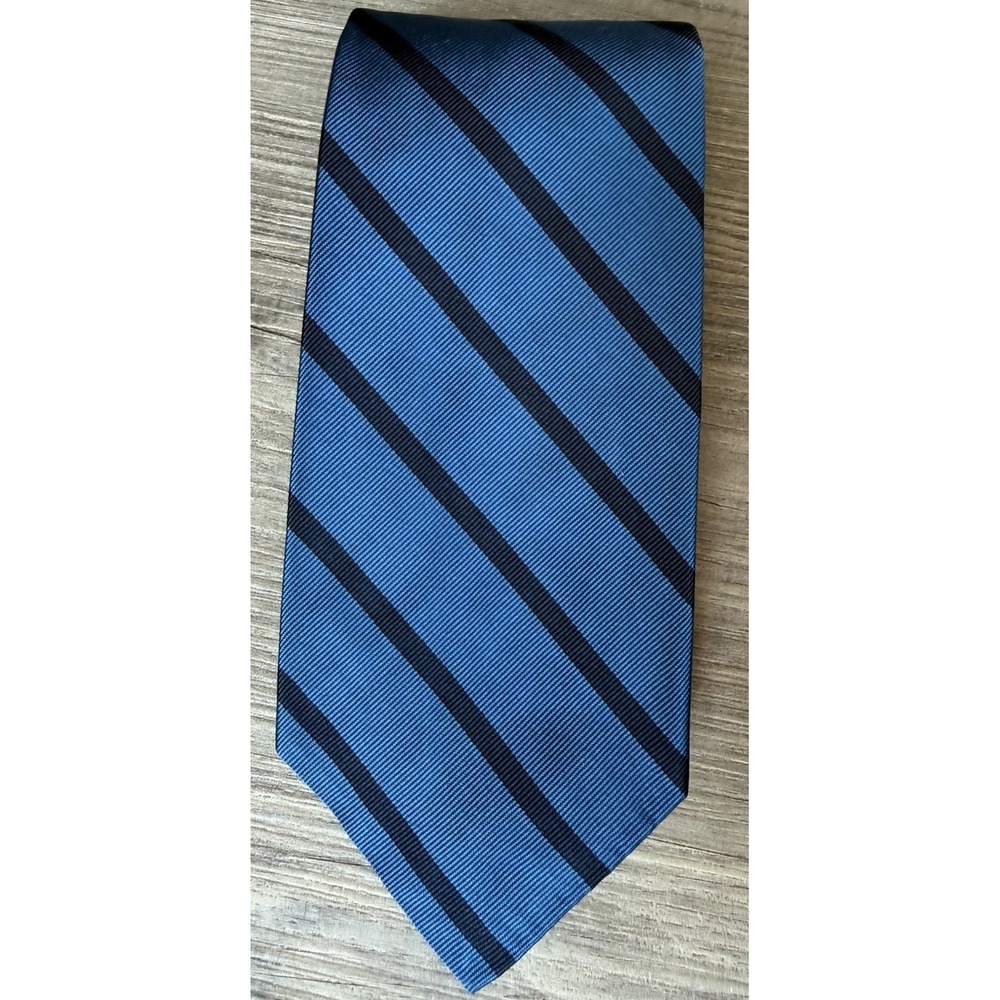 Vintage Brooks Brothers Makers Silk Tie Blue Black Stripe Woven England